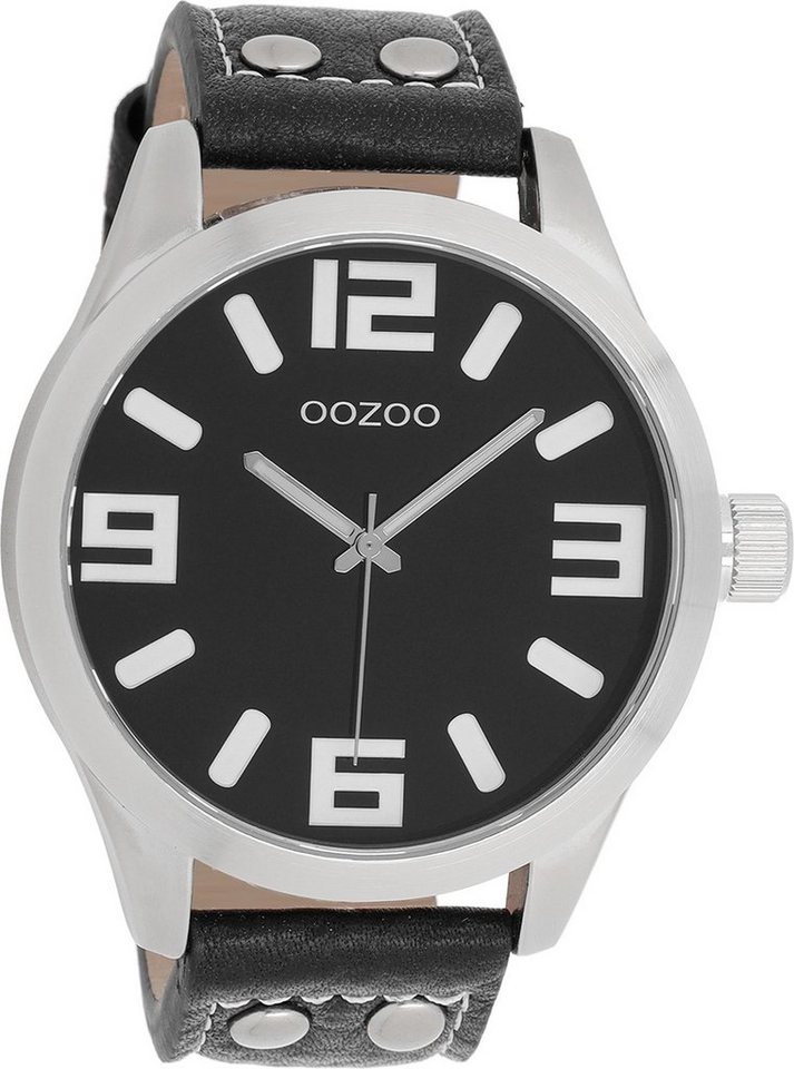 OOZOO Quarzuhr Oozoo Unisex Armbanduhr Timepieces Analog, (Analoguhr), Herren, Damenuhr rund, groß (ca. 51mm) Lederarmband, Fashion-Style von OOZOO