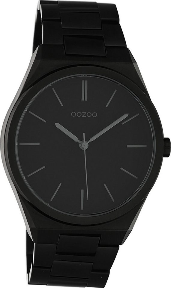 OOZOO Quarzuhr Oozoo Unisex Armbanduhr Timepieces Analog, Damen, Herrenuhr rund, groß (ca. 40mm), Metallarmband schwarz, Fashion von OOZOO