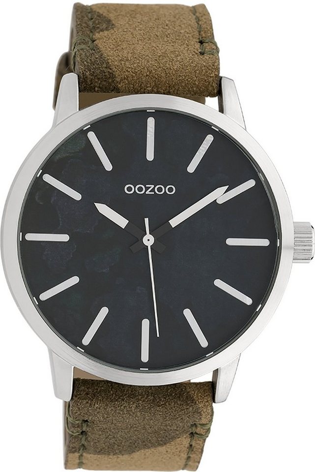 OOZOO Quarzuhr Oozoo Unisex Armbanduhr Timepieces Analog, Damen, Herrenuhr rund, groß (ca. 45mm) Lederarmband, Fashion-Style von OOZOO