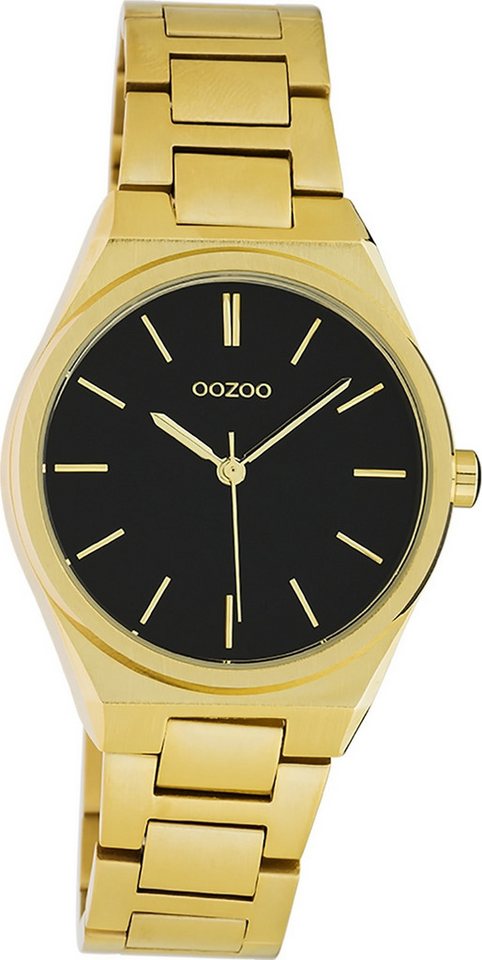 OOZOO Quarzuhr Oozoo Unisex Armbanduhr Timepieces Analog, Damen, Herrenuhr rund, mittel (ca. 34mm), Metallarmband gold, Fashion von OOZOO