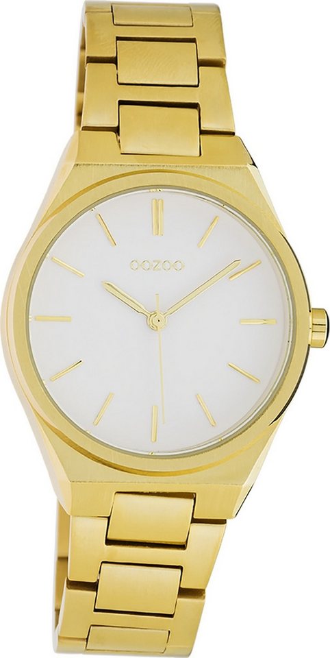 OOZOO Quarzuhr Oozoo Unisex Armbanduhr Timepieces Analog, Damen, Herrenuhr rund, mittel (ca. 34mm), Metallarmband gold, Fashion von OOZOO