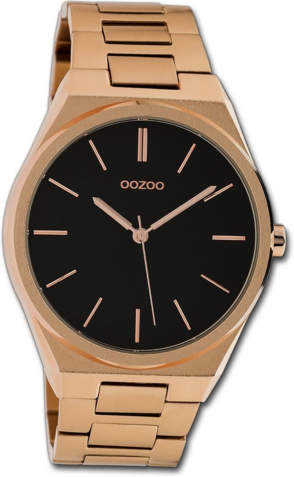 OOZOO Quarzuhr Oozoo Unisex Armbanduhr Vintage Series, Damen, Herrenuhr Metallarmband rosegold, rundes Gehäuse, groß (40mm) von OOZOO