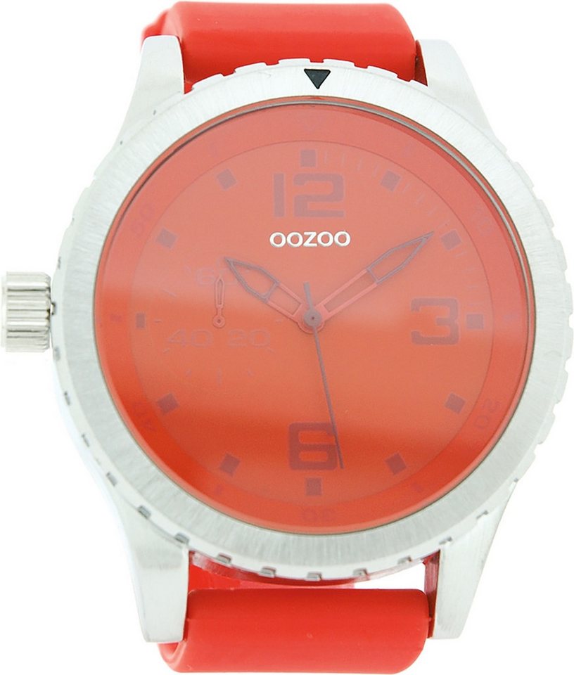 OOZOO Quarzuhr Oozoo Unisex Armbanduhr Vintage Series, Damen, Herrenuhr rund, extra groß (ca. 51mm) Lederarmband orange von OOZOO