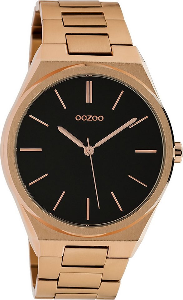 OOZOO Quarzuhr Oozoo Unisex Armbanduhr Vintage Series, Damen, Herrenuhr rund, groß (ca. 40mm) Metallarmband rosegold von OOZOO