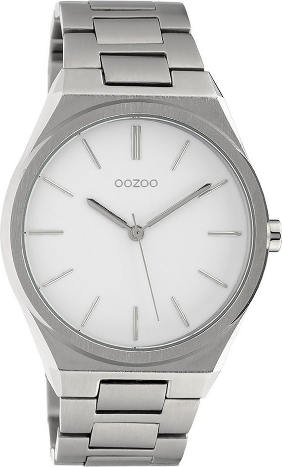 OOZOO Quarzuhr Oozoo Unisex Armbanduhr Vintage Series, Damen, Herrenuhr rund, groß (ca. 40mm) Metallarmband silber von OOZOO