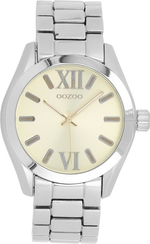 OOZOO Quarzuhr Oozoo Unisex Armbanduhr Vintage Series, Damen, Herrenuhr rund, groß (ca. 40mm) Metallarmband silber von OOZOO