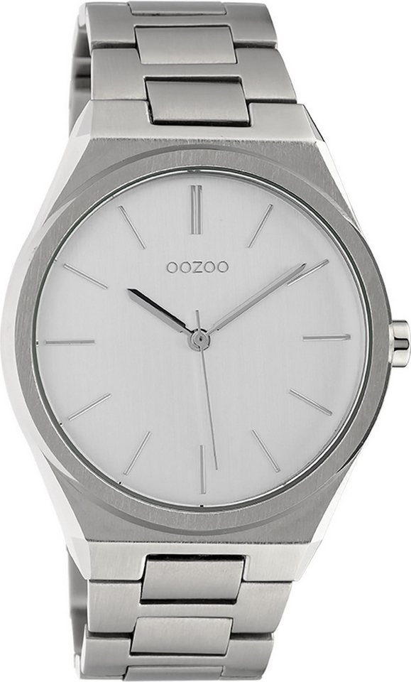 OOZOO Quarzuhr Oozoo Unisex Armbanduhr Vintage Series, Damen, Herrenuhr rund, groß (ca. 40mm) Metallarmband silber von OOZOO