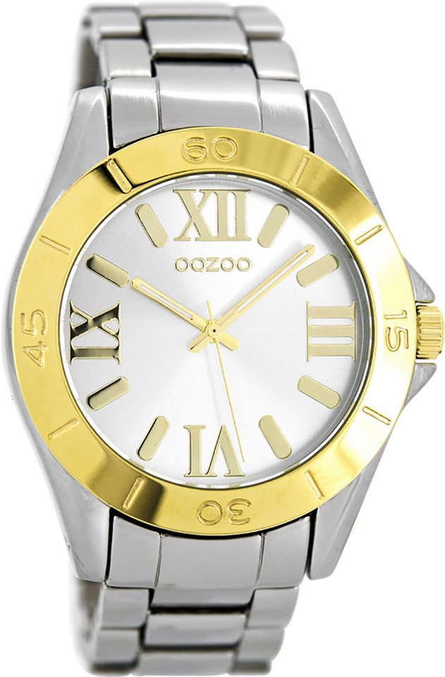 OOZOO Quarzuhr Oozoo Unisex Armbanduhr Vintage Series, Damen, Herrenuhr rund, groß (ca. 41mm) Metallarmband silber von OOZOO
