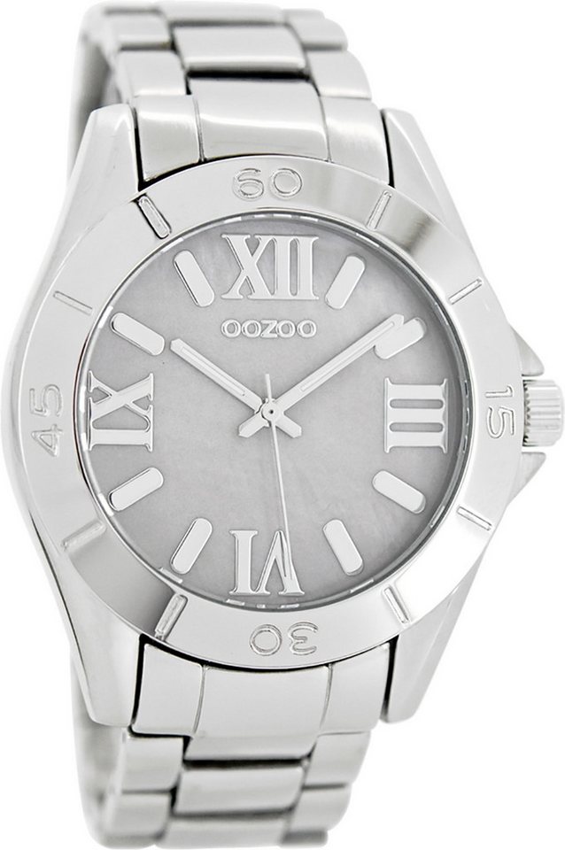 OOZOO Quarzuhr Oozoo Unisex Armbanduhr Vintage Series, Damen, Herrenuhr rund, groß (ca. 41mm) Metallarmband silber von OOZOO