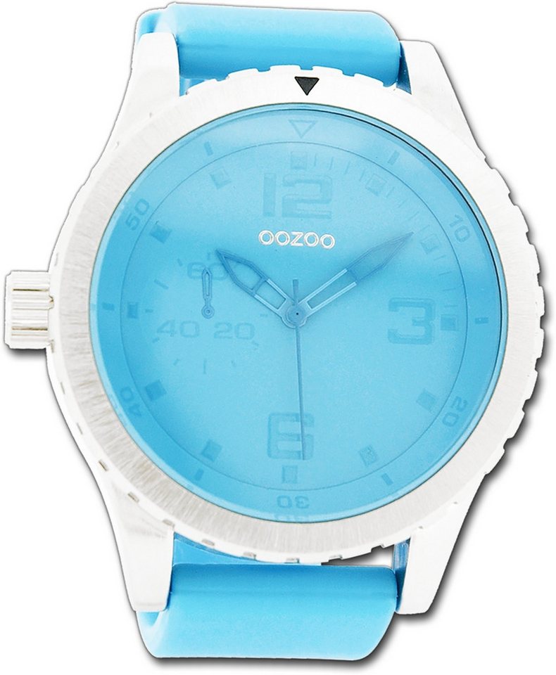 OOZOO Quarzuhr Oozoo Unisex Armbanduhr Vintage Series, Unisexuhr Lederarmband blau, rundes Gehäuse, extra groß (ca. 51mm) von OOZOO