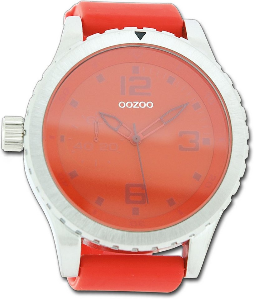 OOZOO Quarzuhr Oozoo Unisex Armbanduhr Vintage Series, Unisexuhr Lederarmband orange, rundes Gehäuse, extra groß (ca. 51mm) von OOZOO