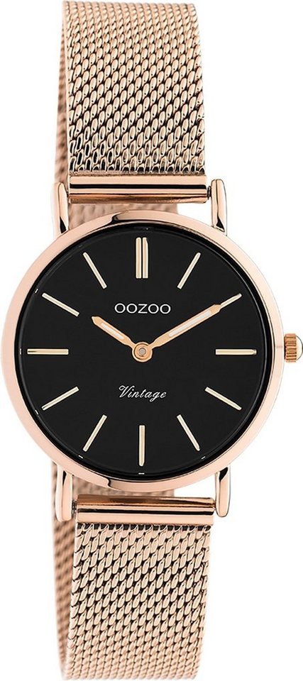 OOZOO Quarzuhr Oozoo Unisex Armbanduhr roségold Analog, (Analoguhr), Damen, Herrenuhr rund, klein (ca 28mm) Edelstahlarmband, Elegant-Style von OOZOO