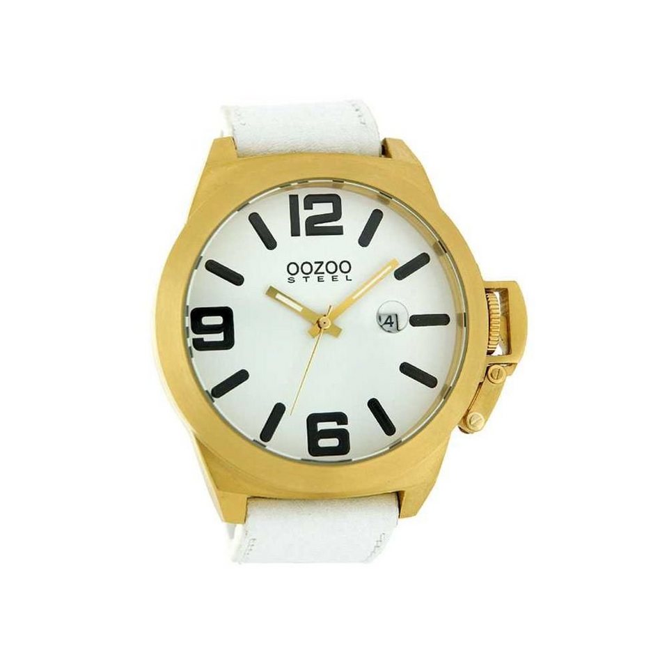 OOZOO Quarzuhr Steel OS0107 XXL Herrenuhr weiss/g - 50 mm von OOZOO