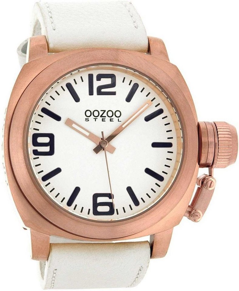 OOZOO Quarzuhr Steel OS0160 XXL Damenuhr rose/weiss - 45 mm von OOZOO