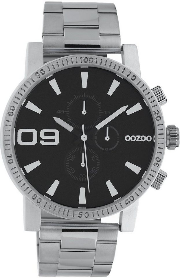 OOZOO Quarzuhr Oozoo Herren Armbanduhr Edelstahl Analog, (Analoguhr), Herrenuhr rund, groß (ca. 45mm) Edelstahlarmband, Elegant-Style von OOZOO