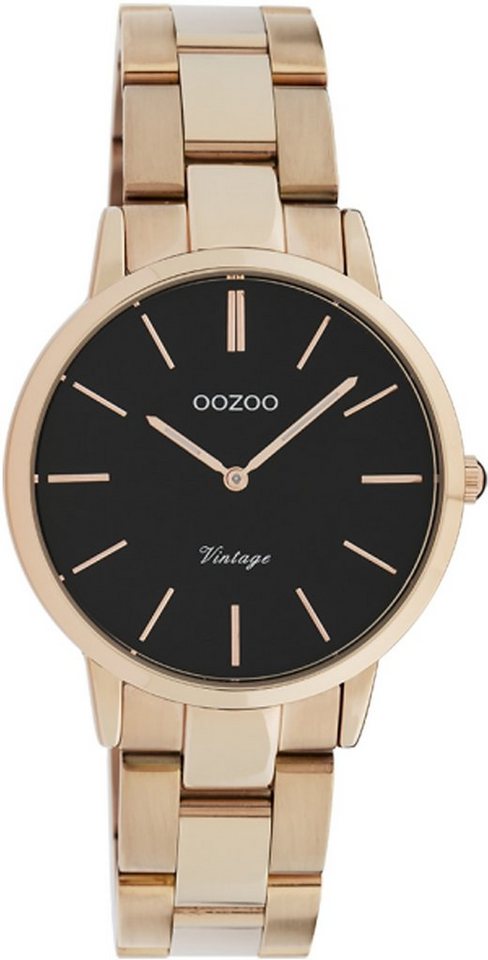 OOZOO Quarzuhr Oozoo Damen Armbanduhr rosegold Analog, Damenuhr rund, mittel (ca. 34mm) Edelstahlarmband, Fashion-Style von OOZOO