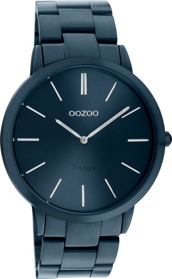 OOZOO Quarzuhr Oozoo Damen Armbanduhr blau Analog, Damenuhr rund, mittel (ca. 34mm) Edelstahlarmband, Fashion-Style von OOZOO