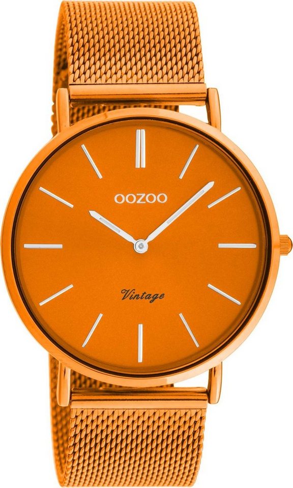 OOZOO Quarzuhr Vintage Damenuhr C20274 Orange Milanaiseband 40 mm von OOZOO