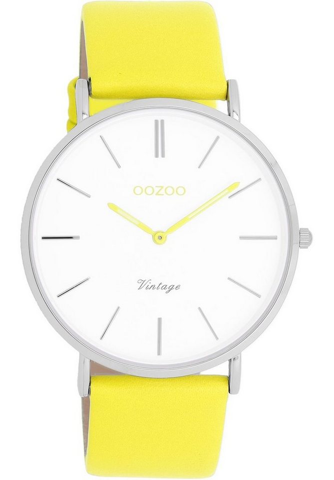 OOZOO Quarzuhr Vintage Damenuhr C20312 Gelb Lederband 40 mm von OOZOO
