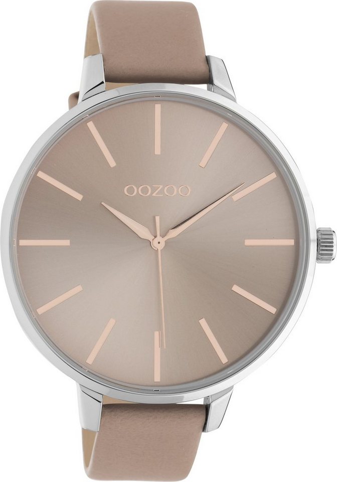 OOZOO Quarzuhr XL Damenuhr C10711 Rosa Lederband 48 mm von OOZOO