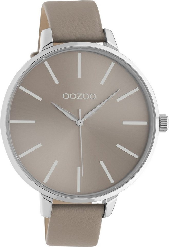 OOZOO Quarzuhr XL Damenuhr C10712 Taupe Lederband 48 mm von OOZOO