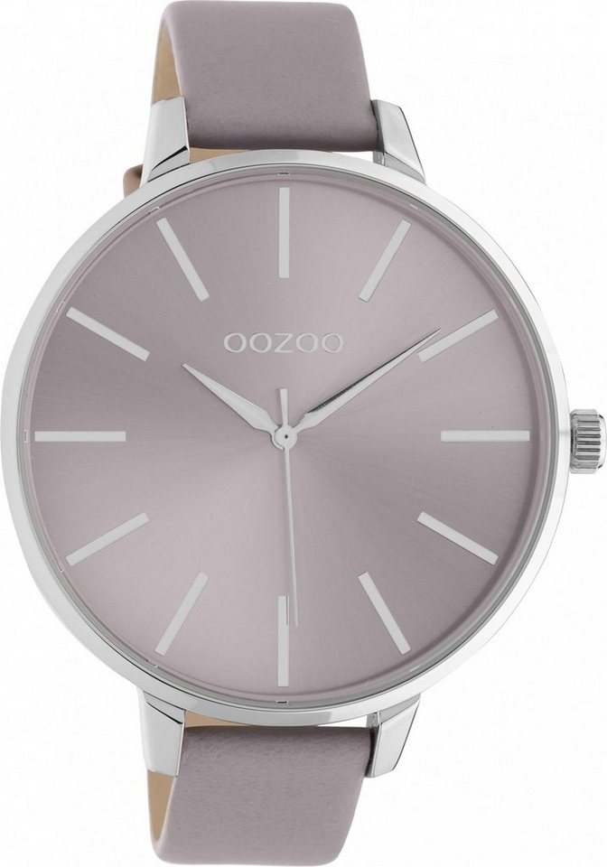 OOZOO Quarzuhr XL Damenuhr C10980 Zifferbatt Glänzend Lederband Fliederfarben 48 mm von OOZOO