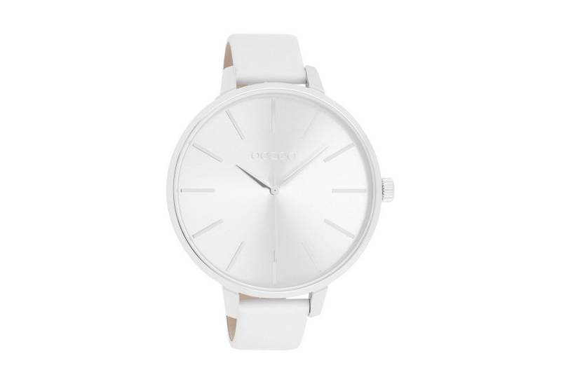 OOZOO Quarzuhr XL Damenuhr C11070 Weiss Lederband 48 mm C11070 von OOZOO