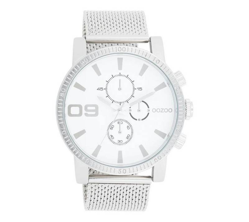 OOZOO Quarzuhr XXL Herrenuhr C11213 Weiss Meshband 50 mm C11213 von OOZOO