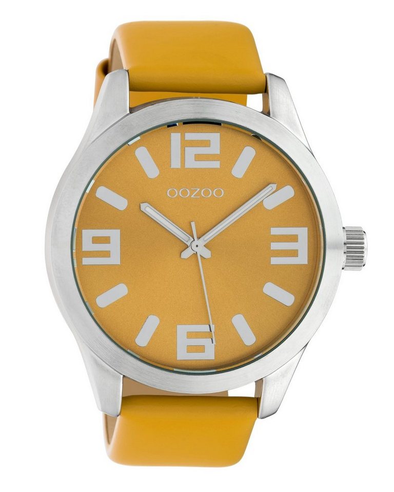 OOZOO Quarzuhr Classic Color Line XL Armbanduhr C10235 Ockerfarben Lederband 47 mm von OOZOO