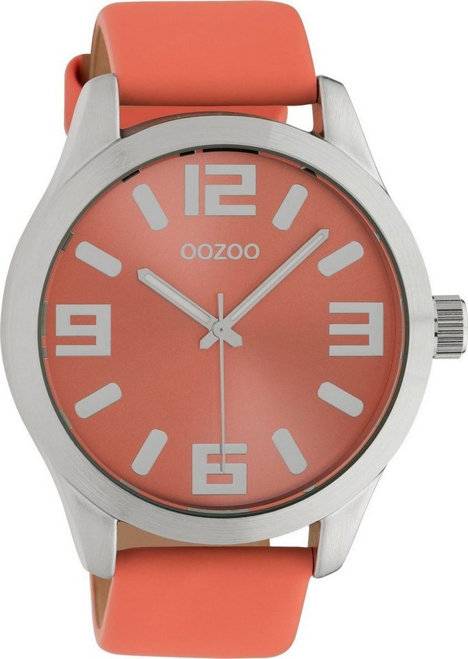 OOZOO Quarzuhr Classic Color Line XL Armbanduhr C10675 Apricot Lederband 47 mm von OOZOO