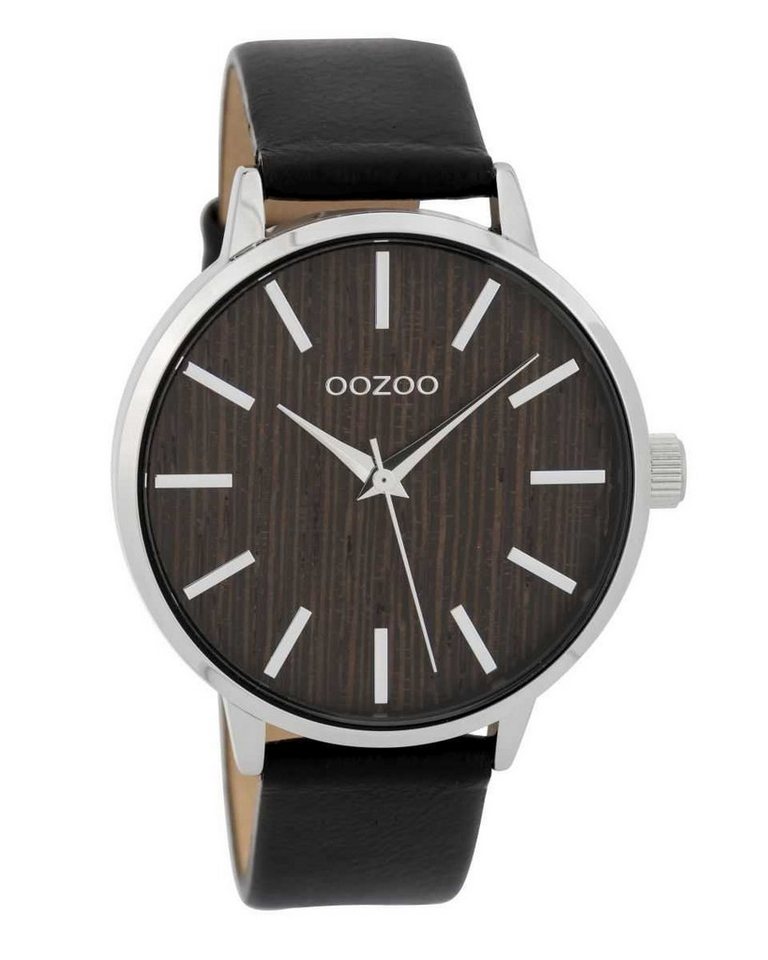 OOZOO Quarzuhr Damenuhr C9254 Holz-Zifferblatt Walnuss Lederband 42 mm von OOZOO