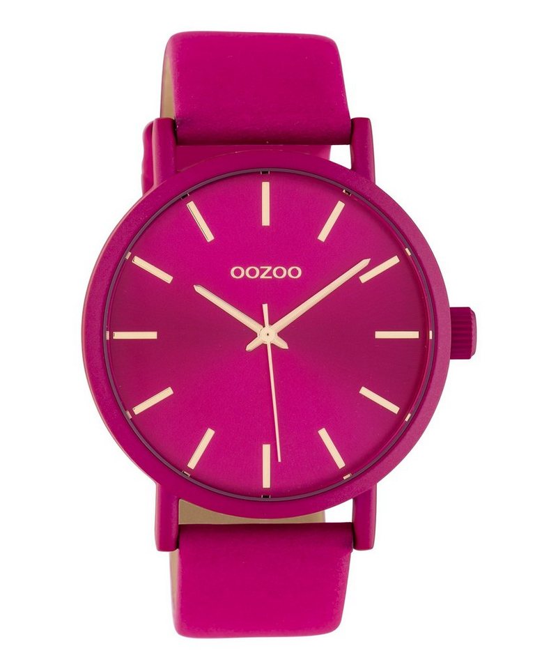 OOZOO Quarzuhr Damenuhr C10448 Armbanduhr Pinkfarben Lederband 42 mm von OOZOO