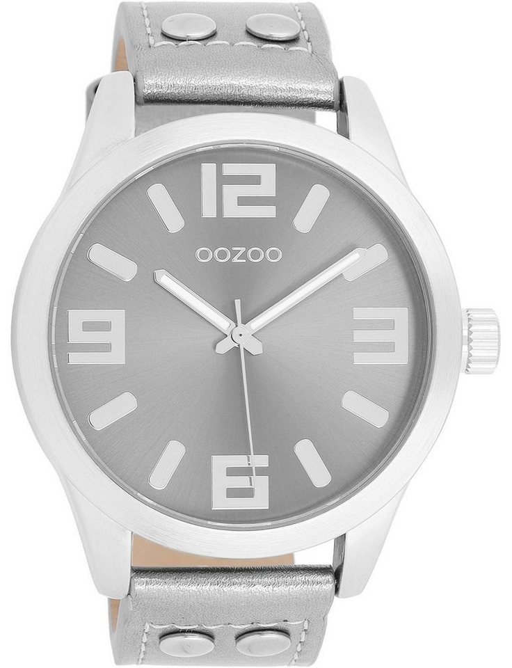 OOZOO Quarzuhr Basic Line Uhr C1082 Lederband Metallic Silver 46 mm C1082 OOZOO Quarzuhr Basic Line Uhr C1082 Lederband Metallic Silver 46 mm C1082 von OOZOO