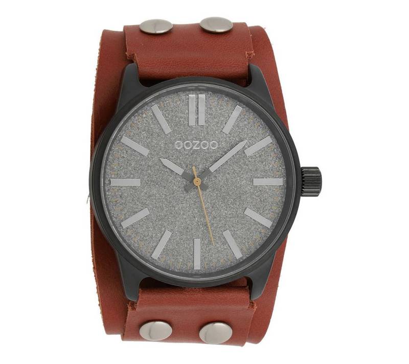 OOZOO Quarzuhr Herrenuhr C8282 Grau Unterlegband Braun 48 mm C8282 von OOZOO