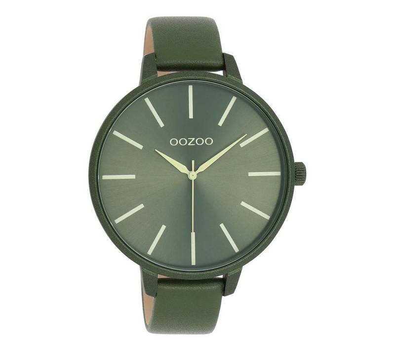 OOZOO Quarzuhr XL Damenuhr C11441 Olivgrün Lederband 48 mm von OOZOO