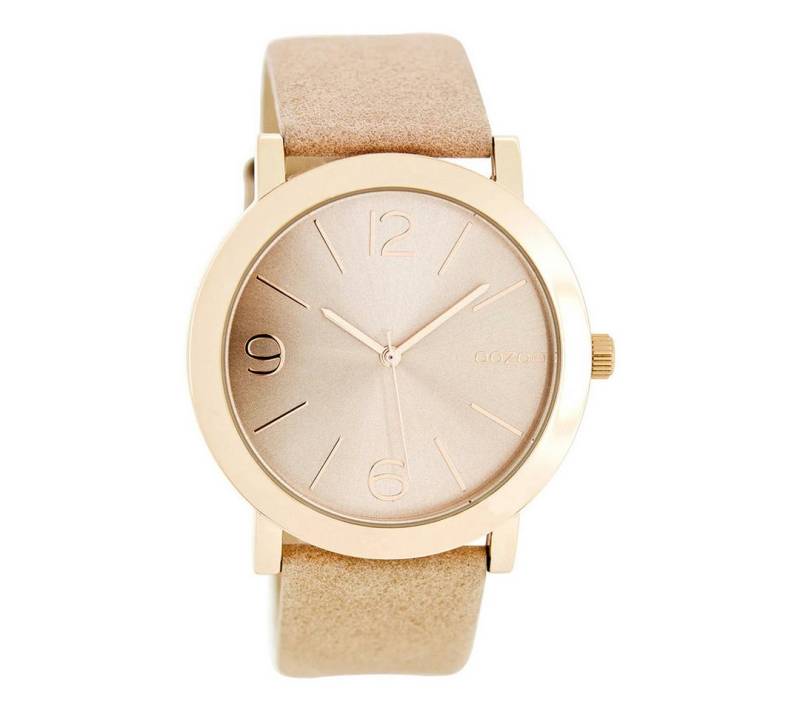 OOZOO Quarzuhr Damenuhr C8711 – Elegante Damen-Armbanduhr in Roségold und Rosa, Lederarmband, 43 mm Gehäuse – Stilvoll & Zeitlos von OOZOO
