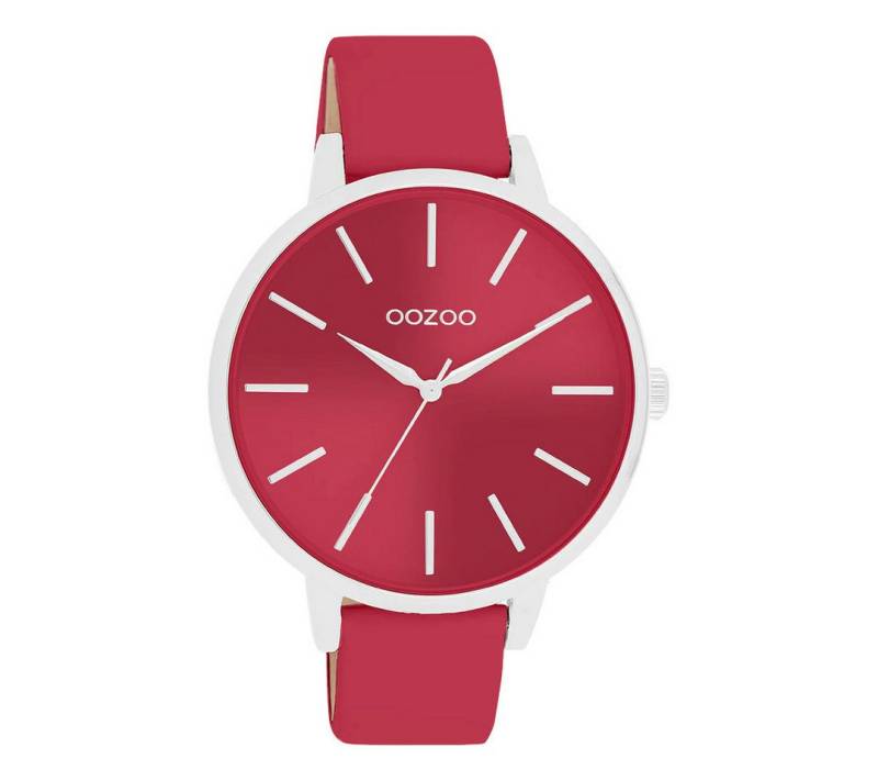 OOZOO Quarzuhr Damenuhr C11549 mit rotem Lederband & Zifferblatt, 42 mm, Ausdrucksstarkes Design für stilbewusste Frauen von OOZOO