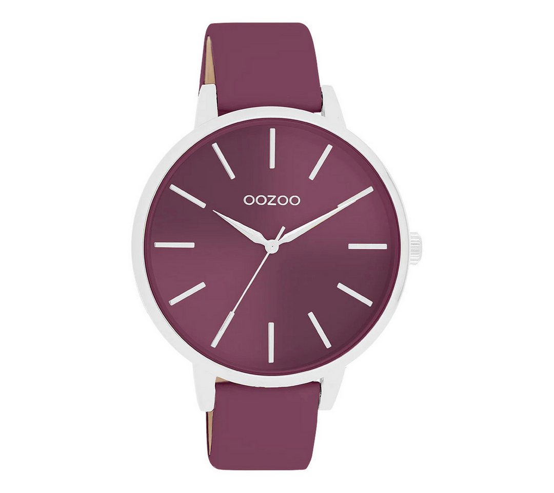 OOZOO Quarzuhr Damenuhr C11547 mit lila Zifferblatt & Lederband, 42 mm, Farbiger Eyecatcher im modernen Design von OOZOO
