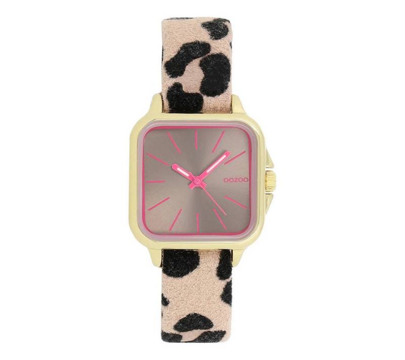 OOZOO Quarzuhr Damenuhr, 27×27 mm – IP-goldene Uhr mit Lederarmband im Animalprint C11611 von OOZOO