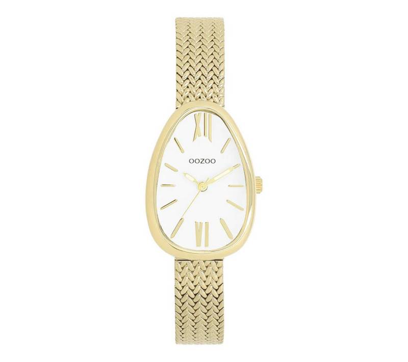 OOZOO Quarzuhr Damenuhr C11641 – IP Gold – Weißes Zifferblatt – Oval 22×31 mm, – Milanaiseband – Elegante Retro-Design Uhr von OOZOO