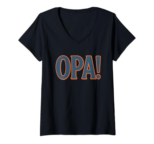 Damen Opa! Griechische Feier Ausruf der Freude, Feier, Spaß T-Shirt mit V-Ausschnitt Damen Opa! Griechische Feier Ausruf der Freude, Feier, Spaß T-Shirt mit V-Ausschnitt von OPA! Greek Celebration of joy, celebration, Fun