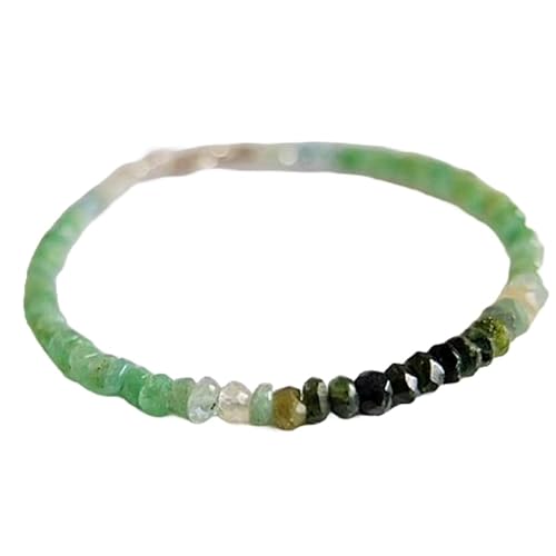 Armband aus grünem Turmalin und Smaragd, 3-3,5 mm mit facettierten Perlen in Rondelle-Form und versilbertem Verschluss 18 cm | LBRC_OW_07455 Armband aus grünem Turmalin und Smaragd, 3-3,5 mm mit facettierten Perlen in Rondelle-Form und versilbertem Verschluss 18 cm | LBRC_OW_07455 von OPAL_WORLD