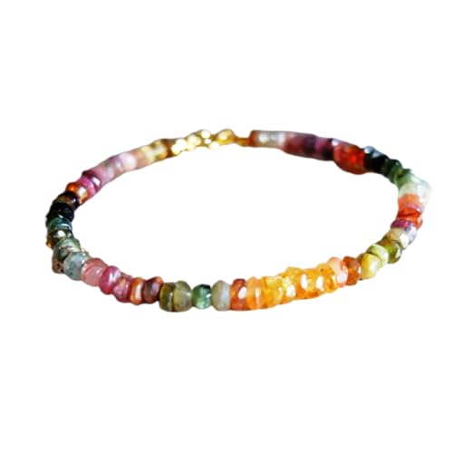 Citrin und Turmalin Armband 3,5-4 mm mit glatten Radschliffperlen und vergoldetem Verschluss 18 cm | LBRC_OW_07384 von OPAL_WORLD