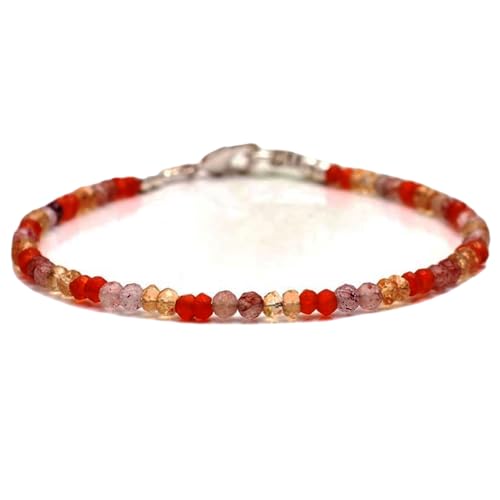 OPAL_WORLD 3 mm Karneol Sonnenstein Citrin Armband mit facettierten Perlen in Rondelle-Form und versilbertem Verschluss 18 cm | LBRC_OW_07293 von OPAL_WORLD