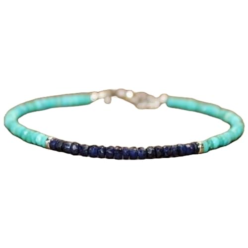 OPAL_WORLD 3 mm blaues und türkisfarbenes Saphir-Armband mit facettierten Perlen in Rondelle-Form und versilbertem Verschluss 18 cm | LBRC_OW_07228 OPAL_WORLD 3 mm blaues und türkisfarbenes Saphir-Armband mit facettierten Perlen in Rondelle-Form und versilbertem Verschluss 18 cm | LBRC_OW_07228 von OPAL_WORLD