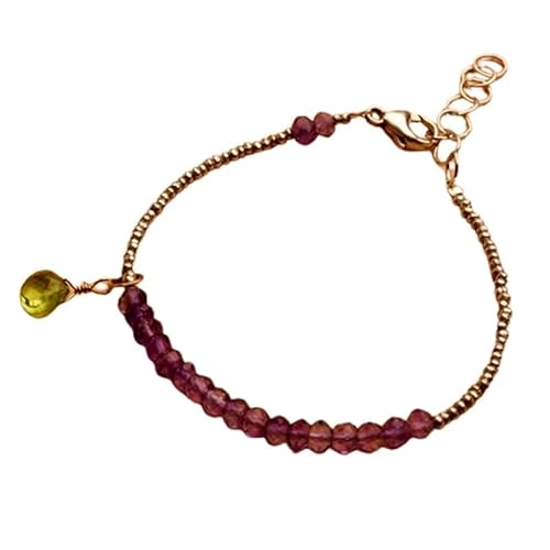 OPAL_WORLD Amethyst und Peridot Armband 3-3,5 mm mit facettierten Perlen in Rondelle-Form und verstellbarer vergoldeter Verschluss 18 cm | LBRC_OW_06765 von OPAL_WORLD