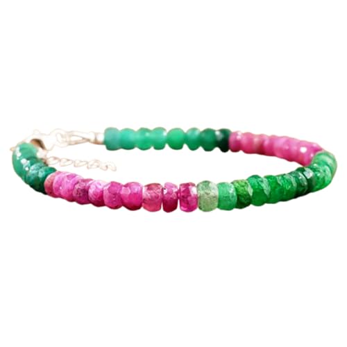 OPAL_WORLD Armband 18 cm mit versilbertem Verschluss mit facettierten Perlen in Reifenform 3,5-4 mm Smaragd und rosa Rubin | LBRC_OW_07468 OPAL_WORLD Armband 18 cm mit versilbertem Verschluss mit facettierten Perlen in Reifenform 3,5-4 mm Smaragd und rosa Rubin | LBRC_OW_07468 von OPAL_WORLD