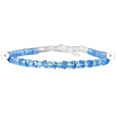 OPAL_WORLD Armband Tansanit Aquamarin 3-4 mm mit facettierten Perlen in Rondelle-Form und versilbertem Verschluss 18 cm | LBRC_OW_08710 OPAL_WORLD Armband Tansanit Aquamarin 3-4 mm mit facettierten Perlen in Rondelle-Form und versilbertem Verschluss 18 cm | LBRC_OW_08710 von OPAL_WORLD