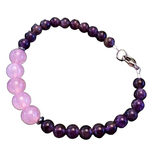 OPAL_WORLD Armband aus Amethyst und Rosenquarz, 6–8 mm, mit glatten, runden Perlen und versilbertem Verschluss 18 cm | LBRC_OW_06775 OPAL_WORLD Armband aus Amethyst und Rosenquarz, 6–8 mm, mit glatten, runden Perlen und versilbertem Verschluss 18 cm | LBRC_OW_06775 von OPAL_WORLD