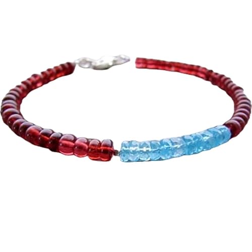 OPAL_WORLD Armband aus Apa und Granat, 3,5-4 mm, mit glatten Perlen in Rondelle-Form und versilbertem Verschluss von 18 cm. | LBRC_OW_06874 von OPAL_WORLD